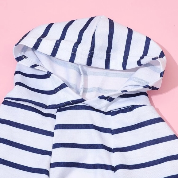 New Stripe Nautical Dog Pet Hoodie Size Medium - Picture 4 of 6